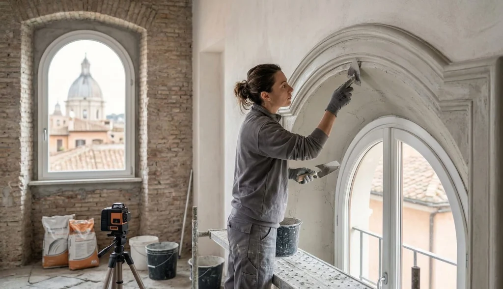 Ampio salotto moderno dopo una ristrutturazione appartamento a Roma curata da Romalcon