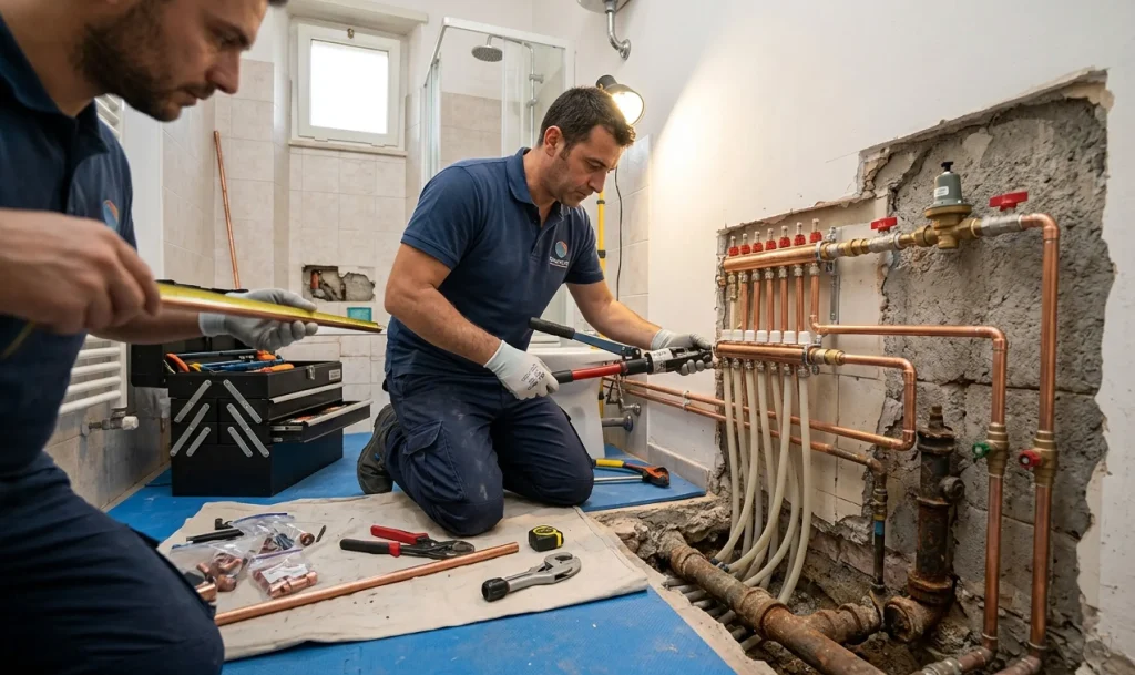 Nuovo impianto idrico a collettore con tubi in multistrato installato a Roma da Romalcon
