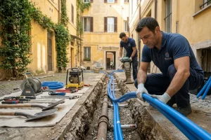 Nuovo impianto idrico a collettore con tubi in multistrato installato a Roma da Romalcon